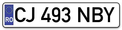 Placuta inmatriculare numar auto  CJ-493-NBY, CJ 493 NBY, CJ493NBY