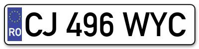 Placuta inmatriculare numar auto  CJ-496-WYC, CJ 496 WYC, CJ496WYC