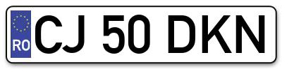 Placuta inmatriculare numar auto  CJ-50-DKN, CJ 50 DKN, CJ50DKN