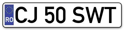 Placuta inmatriculare numar auto  CJ-50-SWT, CJ 50 SWT, CJ50SWT