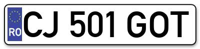 Placuta inmatriculare numar auto  CJ-501-GOT, CJ 501 GOT, CJ501GOT