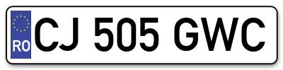 Placuta inmatriculare numar auto  CJ-505-GWC, CJ 505 GWC, CJ505GWC