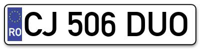 Placuta inmatriculare numar auto  CJ-506-DUO, CJ 506 DUO, CJ506DUO