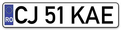 Placuta inmatriculare numar auto  CJ-51-KAE, CJ 51 KAE, CJ51KAE