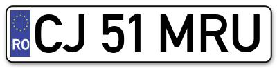 Placuta inmatriculare numar auto  CJ-51-MRU, CJ 51 MRU, CJ51MRU