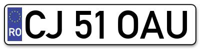 Placuta inmatriculare numar auto  CJ-51-OAU, CJ 51 OAU, CJ51OAU