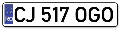 Placuta inmatriculare numar auto  CJ-517-OGO, CJ 517 OGO, CJ517OGO