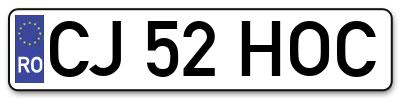 Placuta inmatriculare numar auto  CJ-52-HOC, CJ 52 HOC, CJ52HOC