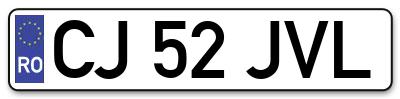 Placuta inmatriculare numar auto  CJ-52-JVL, CJ 52 JVL, CJ52JVL