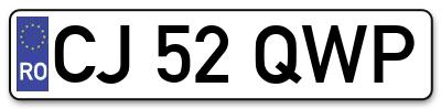 Placuta inmatriculare numar auto  CJ-52-QWP, CJ 52 QWP, CJ52QWP