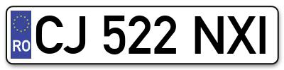Placuta inmatriculare numar auto  CJ-522-NXI, CJ 522 NXI, CJ522NXI