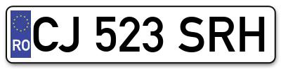Placuta inmatriculare numar auto  CJ-523-SRH, CJ 523 SRH, CJ523SRH