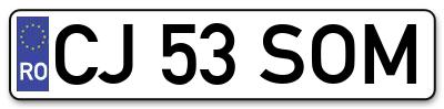 Placuta inmatriculare numar auto  CJ-53-SOM, CJ 53 SOM, CJ53SOM