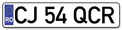 Placuta inmatriculare numar auto  CJ-54-QCR, CJ 54 QCR, CJ54QCR