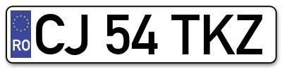 Placuta inmatriculare numar auto  CJ-54-TKZ, CJ 54 TKZ, CJ54TKZ