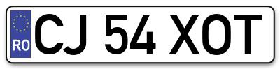 Placuta inmatriculare numar auto  CJ-54-XOT, CJ 54 XOT, CJ54XOT