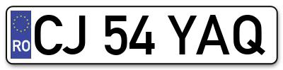 Placuta inmatriculare numar auto  CJ-54-YAQ, CJ 54 YAQ, CJ54YAQ