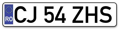 Placuta inmatriculare numar auto  CJ-54-ZHS, CJ 54 ZHS, CJ54ZHS