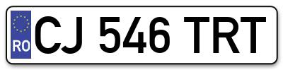 Placuta inmatriculare numar auto  CJ-546-TRT, CJ 546 TRT, CJ546TRT