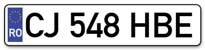Placuta inmatriculare numar auto  CJ-548-HBE, CJ 548 HBE, CJ548HBE