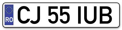Placuta inmatriculare numar auto  CJ-55-IUB, CJ 55 IUB, CJ55IUB