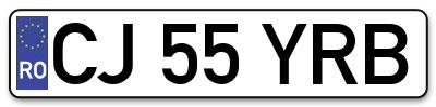 Placuta inmatriculare numar auto  CJ-55-YRB, CJ 55 YRB, CJ55YRB