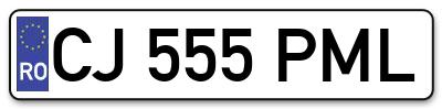Placuta inmatriculare numar auto  CJ-555-PML, CJ 555 PML, CJ555PML
