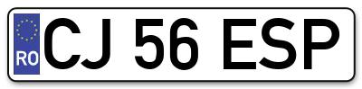 Placuta inmatriculare numar auto  CJ-56-ESP, CJ 56 ESP, CJ56ESP