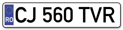 Placuta inmatriculare numar auto  CJ-560-TVR, CJ 560 TVR, CJ560TVR
