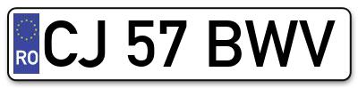 Placuta inmatriculare numar auto  CJ-57-BWV, CJ 57 BWV, CJ57BWV