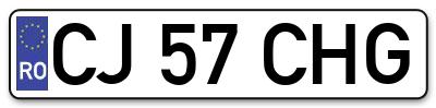 Placuta inmatriculare numar auto  CJ-57-CHG, CJ 57 CHG, CJ57CHG