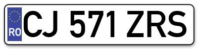 Placuta inmatriculare numar auto  CJ-571-ZRS, CJ 571 ZRS, CJ571ZRS