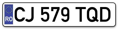 Placuta inmatriculare numar auto  CJ-579-TQD, CJ 579 TQD, CJ579TQD