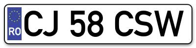 Placuta inmatriculare numar auto  CJ-58-CSW, CJ 58 CSW, CJ58CSW