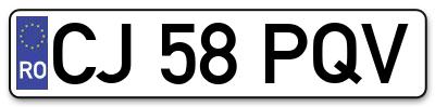 Placuta inmatriculare numar auto  CJ-58-PQV, CJ 58 PQV, CJ58PQV