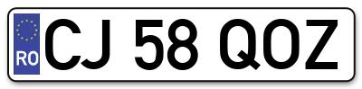 Placuta inmatriculare numar auto  CJ-58-QOZ, CJ 58 QOZ, CJ58QOZ