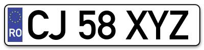 Placuta inmatriculare numar auto  CJ-58-XYZ, CJ 58 XYZ, CJ58XYZ