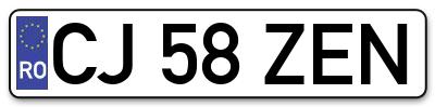 Placuta inmatriculare numar auto  CJ-58-ZEN, CJ 58 ZEN, CJ58ZEN