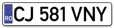 Placuta inmatriculare numar auto  CJ-581-VNY, CJ 581 VNY, CJ581VNY
