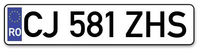 Placuta inmatriculare numar auto  CJ-581-ZHS, CJ 581 ZHS, CJ581ZHS