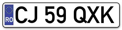 Placuta inmatriculare numar auto  CJ-59-QXK, CJ 59 QXK, CJ59QXK