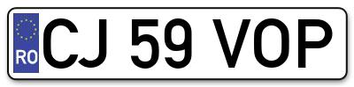 Placuta inmatriculare numar auto  CJ-59-VOP, CJ 59 VOP, CJ59VOP