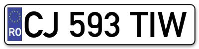 Placuta inmatriculare numar auto  CJ-593-TIW, CJ 593 TIW, CJ593TIW