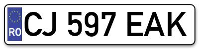 Placuta inmatriculare numar auto  CJ-597-EAK, CJ 597 EAK, CJ597EAK