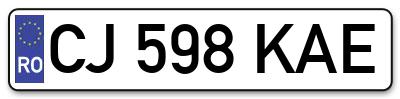 Placuta inmatriculare numar auto  CJ-598-KAE, CJ 598 KAE, CJ598KAE