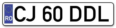 Placuta inmatriculare numar auto  CJ-60-DDL, CJ 60 DDL, CJ60DDL
