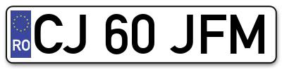Placuta inmatriculare numar auto  CJ-60-JFM, CJ 60 JFM, CJ60JFM