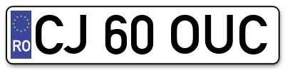 Placuta inmatriculare numar auto  CJ-60-OUC, CJ 60 OUC, CJ60OUC
