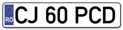 Placuta inmatriculare numar auto  CJ-60-PCD, CJ 60 PCD, CJ60PCD