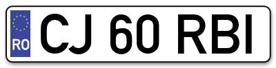 Placuta inmatriculare numar auto  CJ-60-RBI, CJ 60 RBI, CJ60RBI